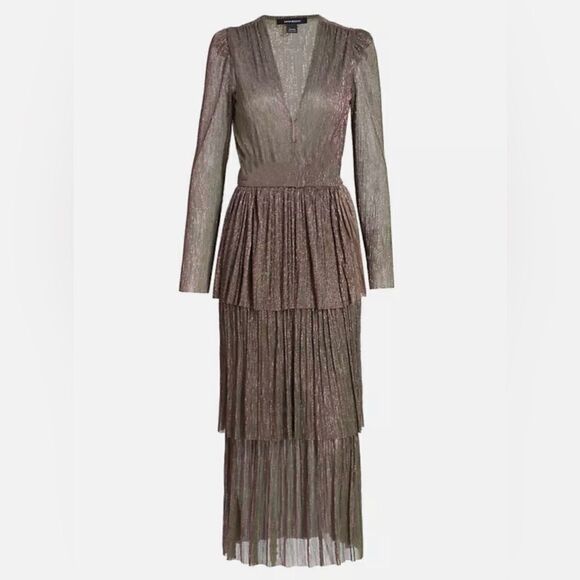 Sabina Musáyev Carry Tiered Metallic Dress size L - Picture 2 of 11